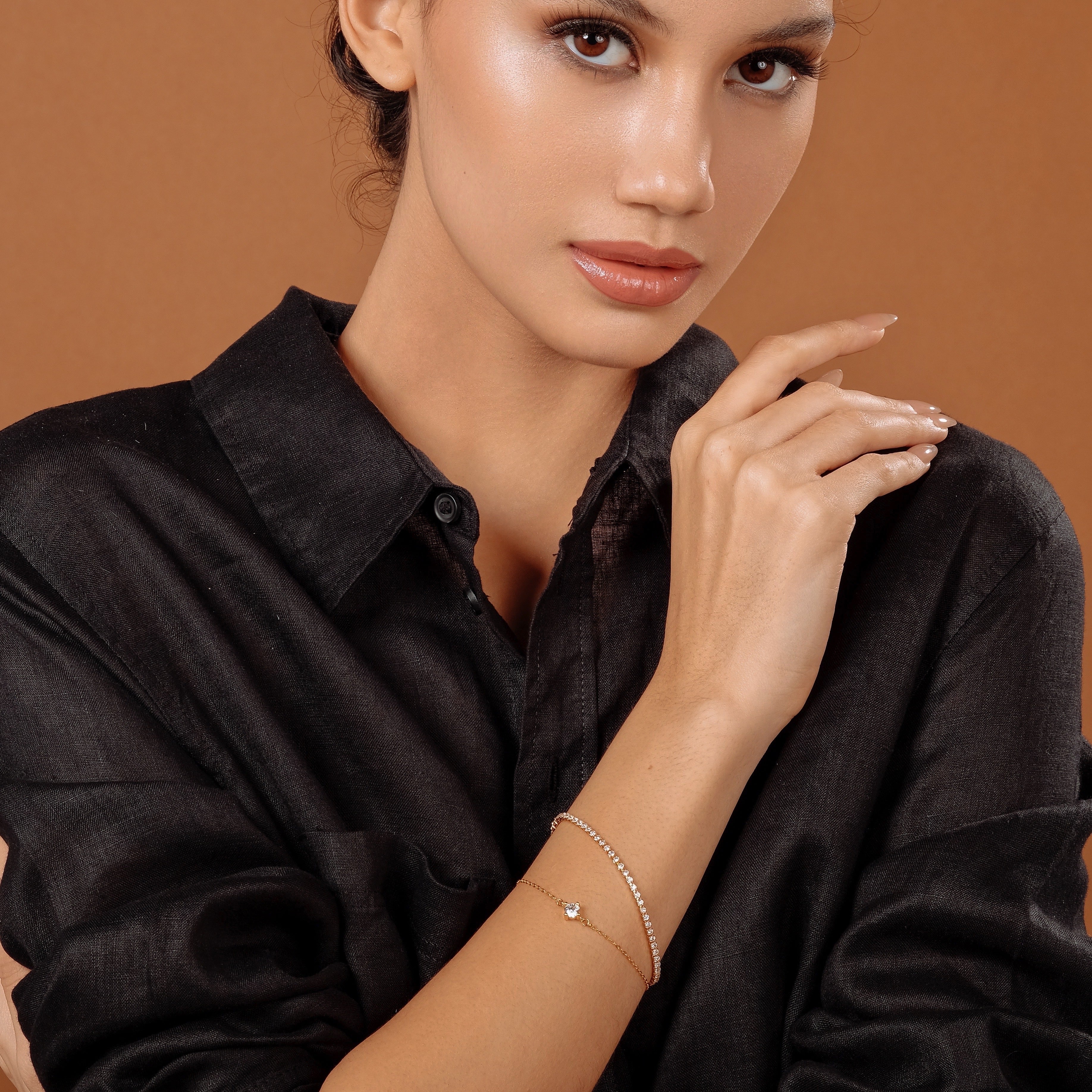 Tenisia Tiny CZ Bracelet (18K Gold Brass)