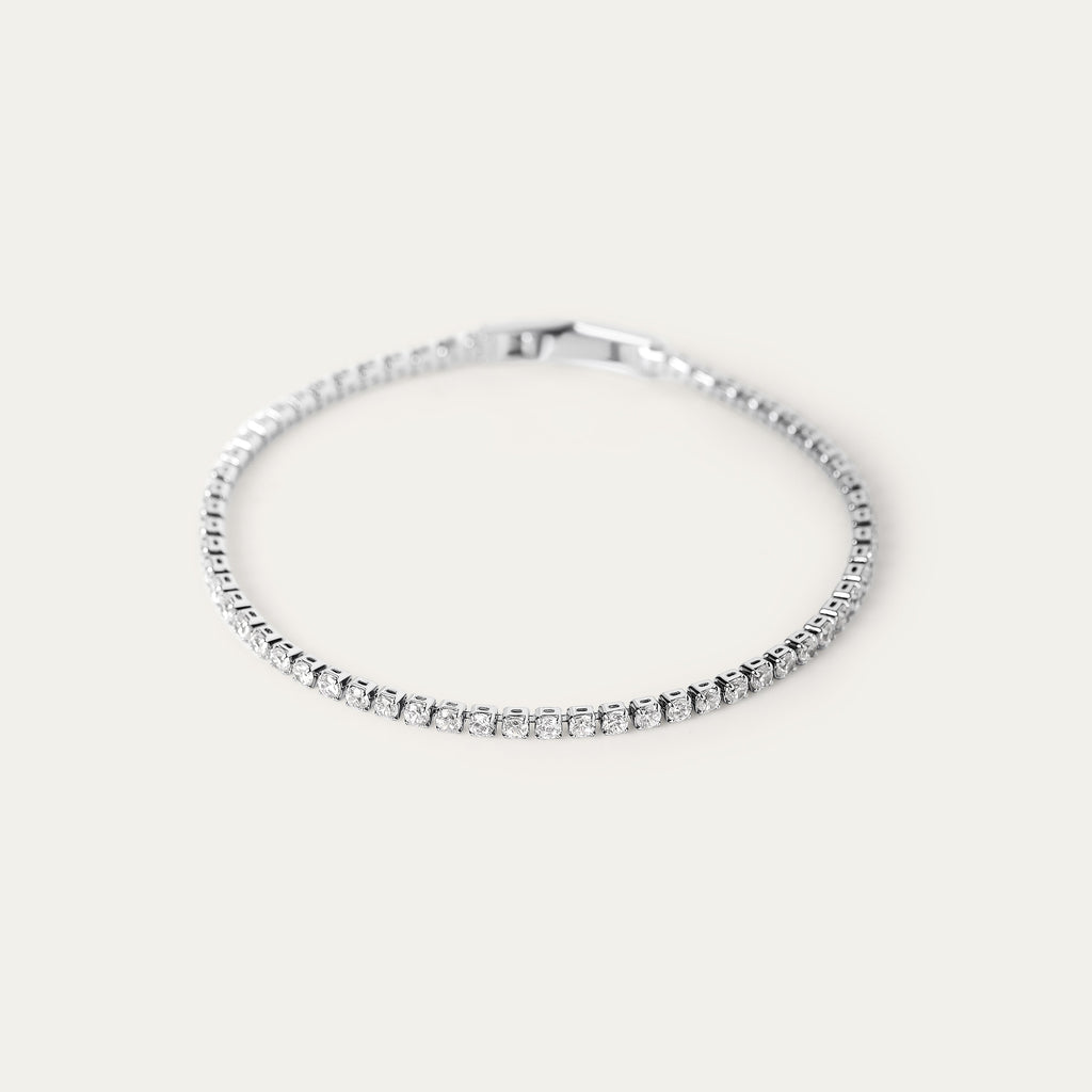 Tenisia Tiny CZ Bracelet (Silver Brass)